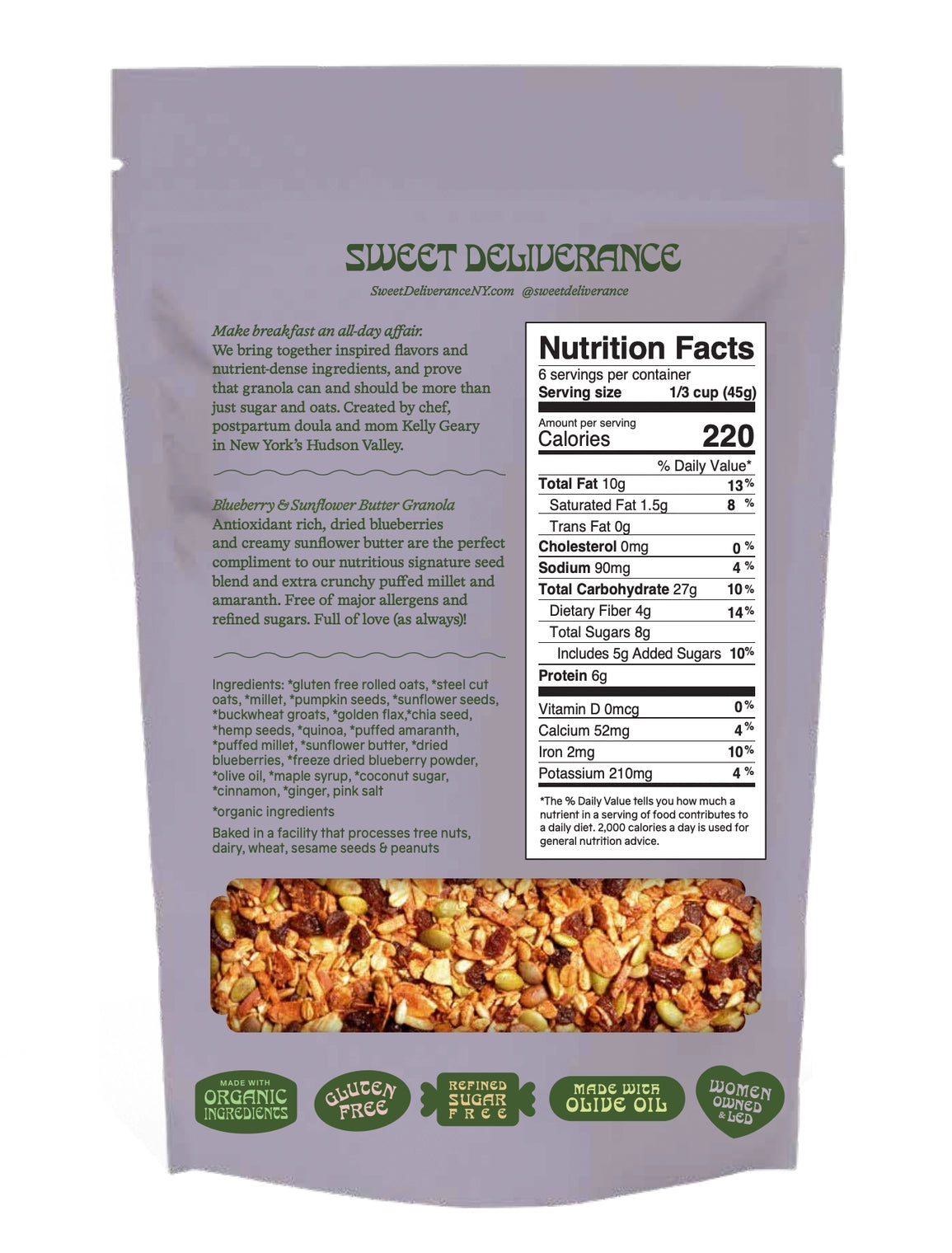 Sweet Deliverance | Large Blueberry & Sunflower Butter Granola (250g)