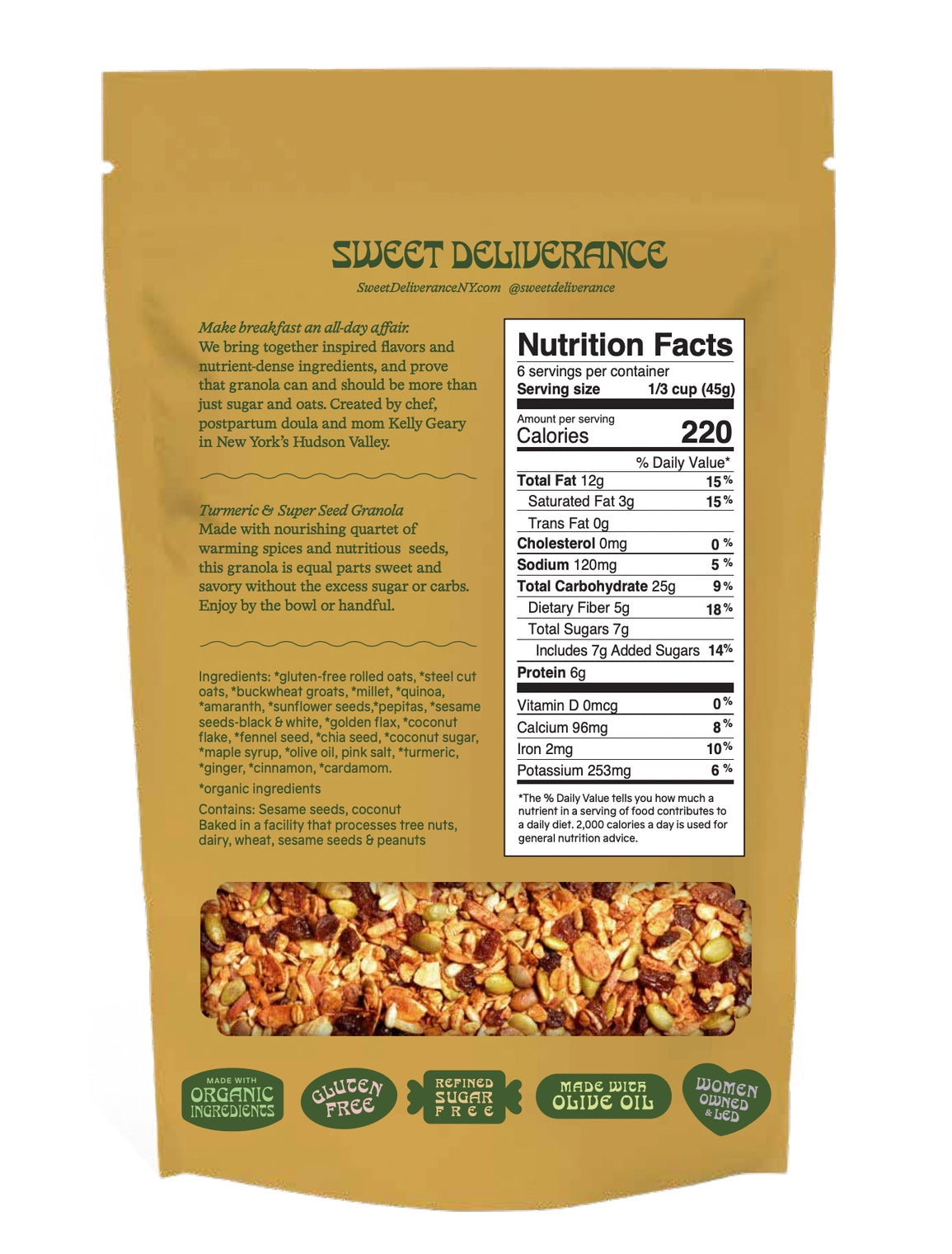 Sweet Deliverance | Small Turmeric & Super Seed Granola (57g)