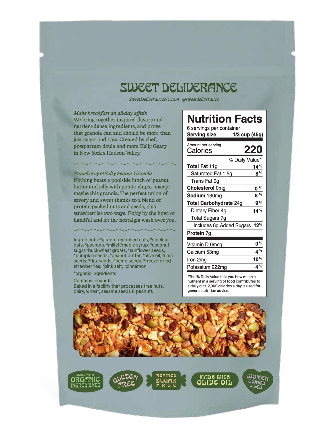 Sweet Deliverance | Large Strawberry & Salty Peanut Granola (250g)
