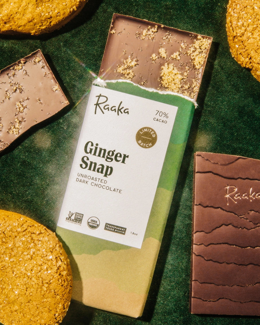 Raaka | Chocolate Bar: Ginger Snap (50g) *SHIPS NOV*