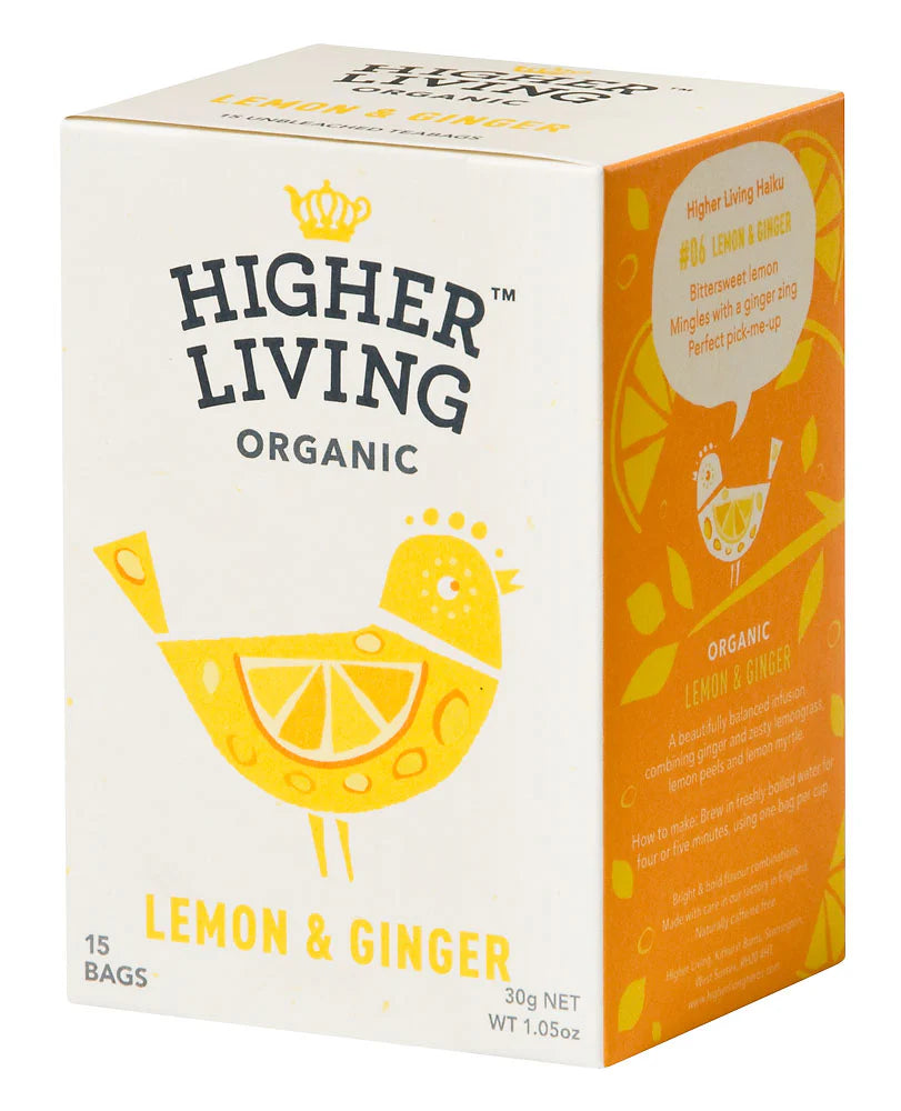 Higher Living | Lemon & Ginger Tea (15 teabags)