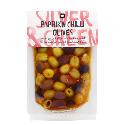 Silver & Green | Paprika Chilli Olives (220g)