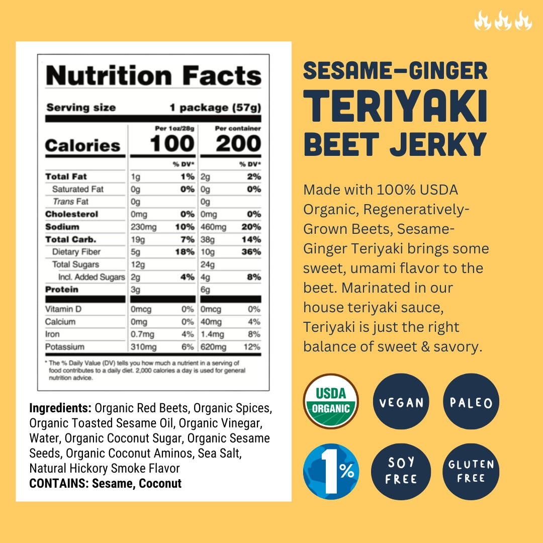 Theo's | Beet Jerky: Sesame Ginger Teriyaki (57g)