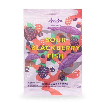 BonBon | Swedish Gummies: Sour Blackberry Fish (150g)