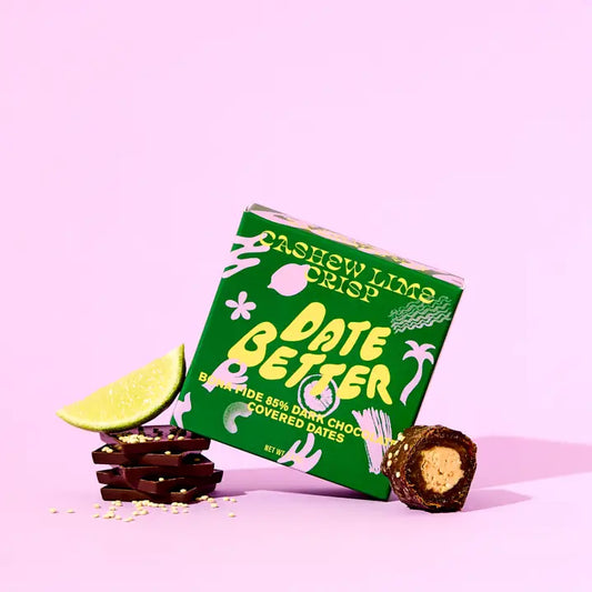 Date Better | Cashew Lime Crisp Chocolate Covered Dates (95g) *SHIPS AUG 1*