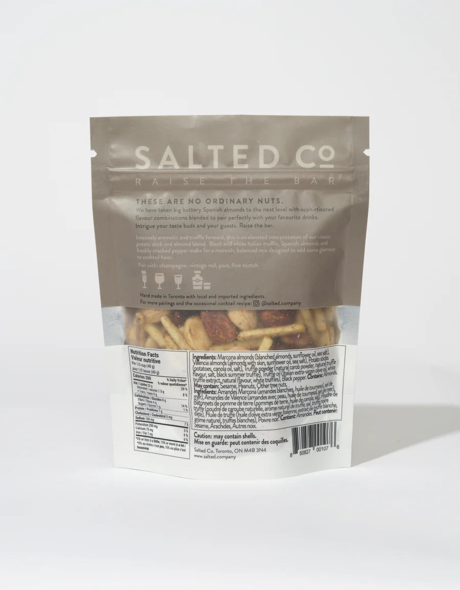 Salted Co. Fancy Cocktail Nuts | Marcona/Valencia Almonds, Potato Sticks, Truffle (135g)