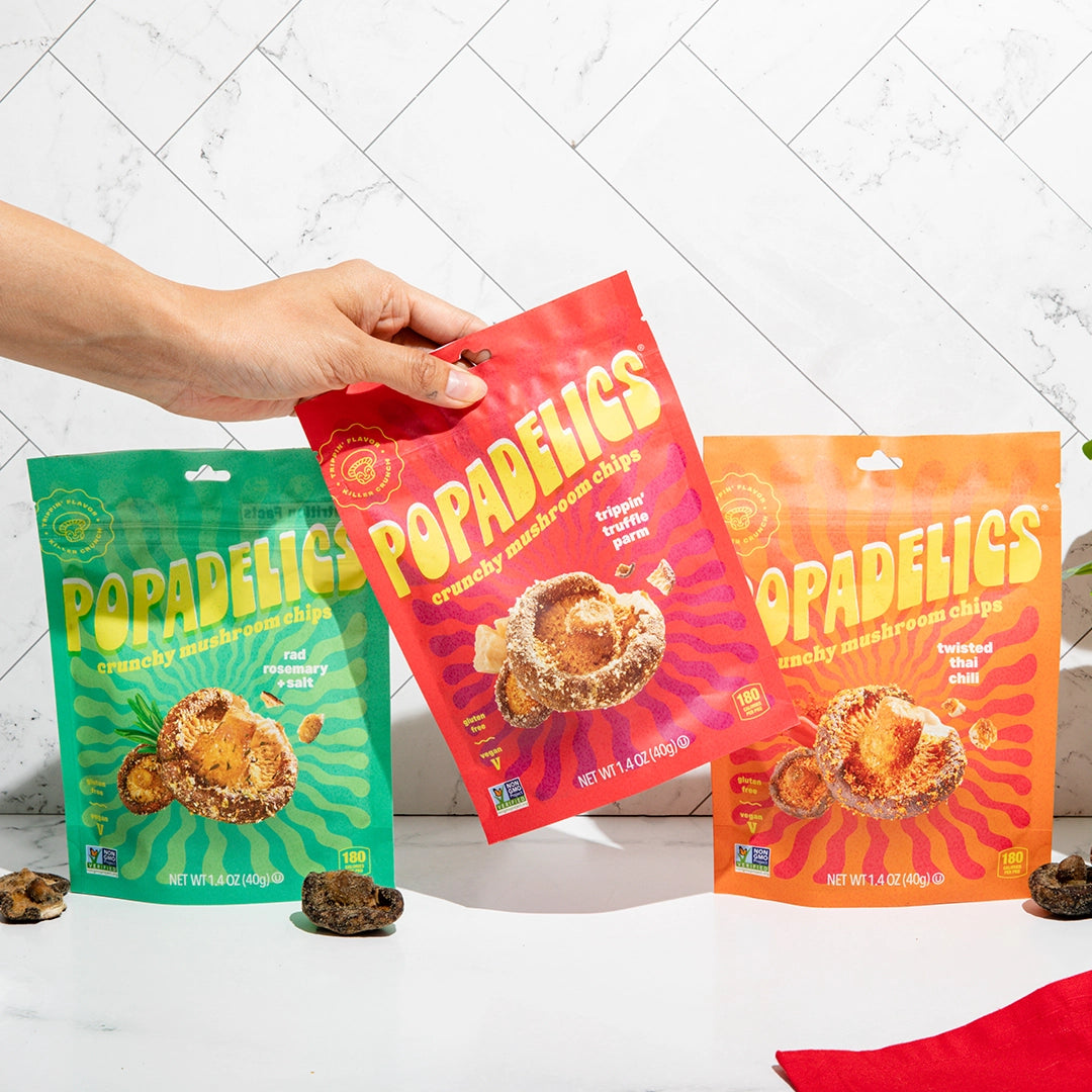 Popadelics | Crunchy Mushroom Chips: Trippin’ Truffle Parm (40g)
