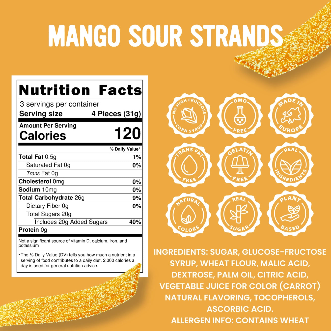 Saturday Sweets | Mango Sour Strands (92g)