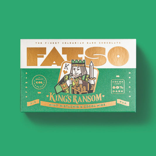 Fatso | King’s Ransom: Mint, Pistachio & Cacao Nibs Chocolate (150g)
