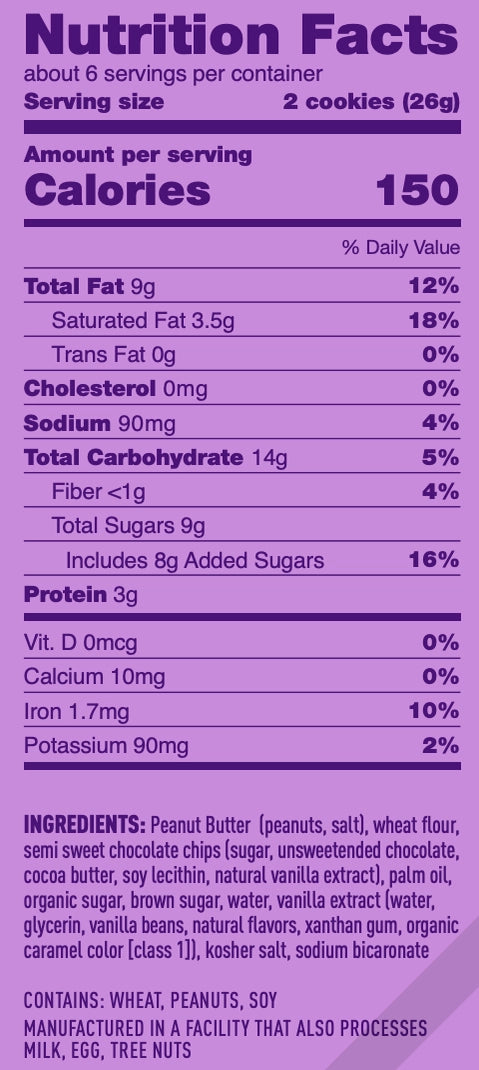 One Trick Pony | Peanut Butter Chocolate Chip Cookies (156g)